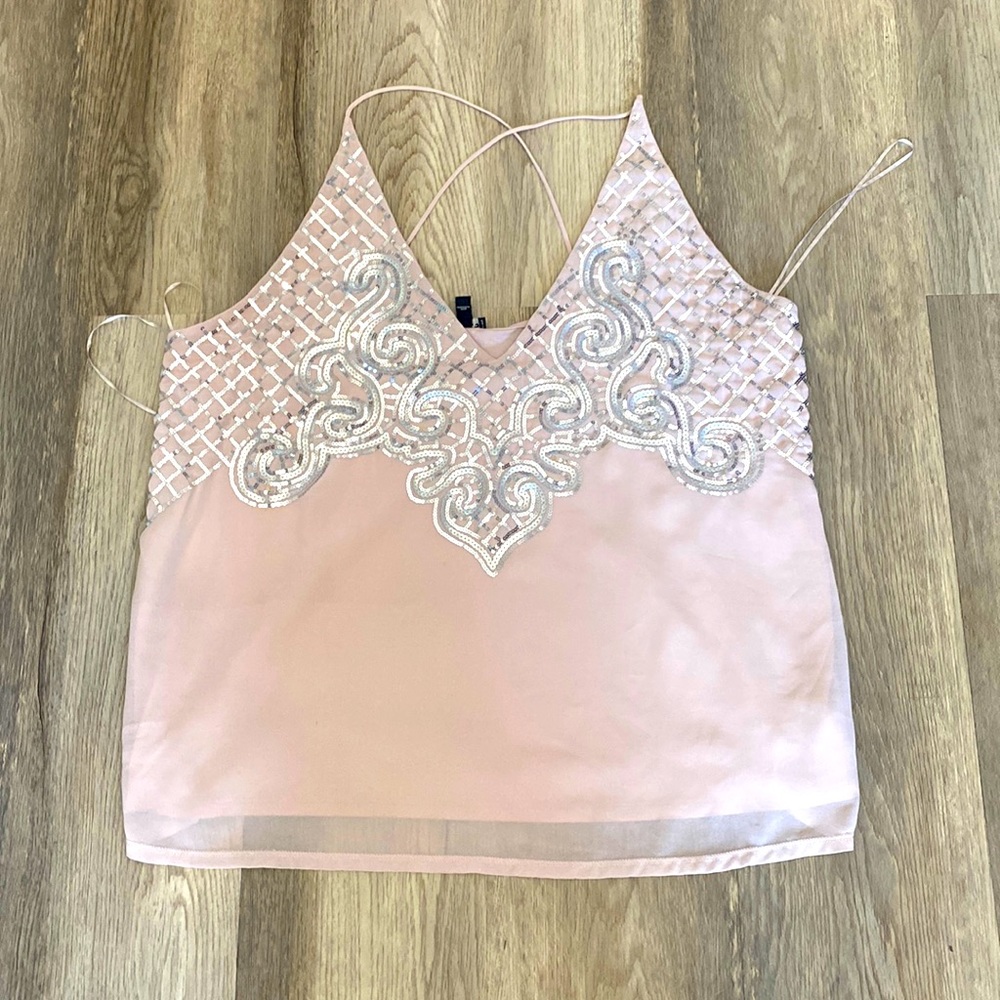 Express xl halter top pink with sequins
